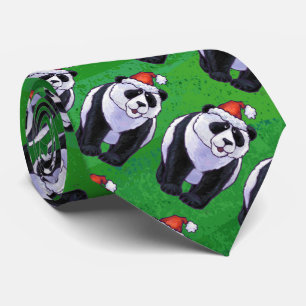 Gravata Panda Bear em Santa Chapéu em Verde