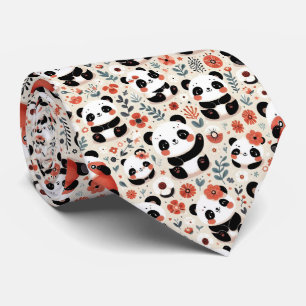 Gravata Panda branca e preto