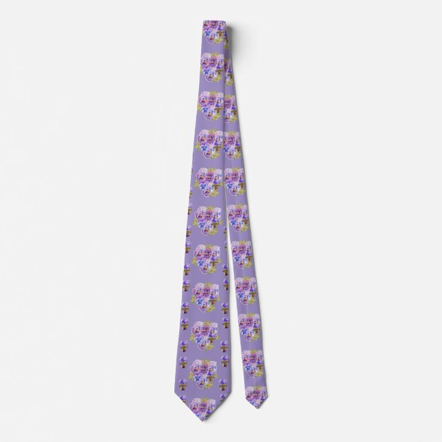 Gravata Pansy Chique floral Mens Colar (Frente)