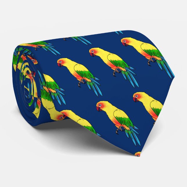 Gravata Papagaio Multicolorido em Azul (Rolled)