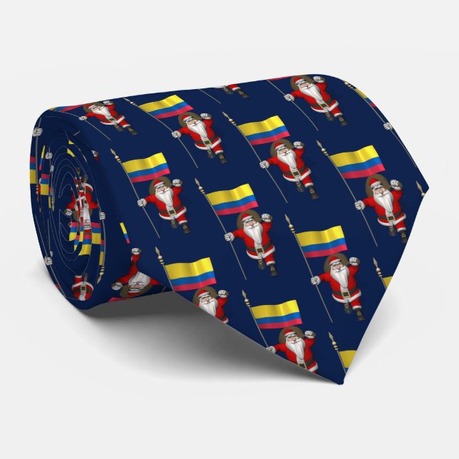 Gravata Papai Noel Com Bandeira Da Colômbia (Rolled)