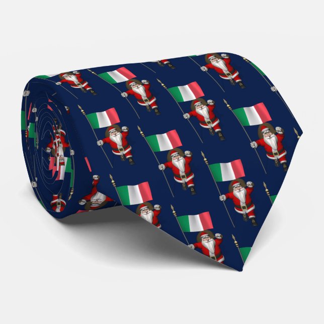 Gravata Papai Noel Com Bandeira Da Itália (Rolled)