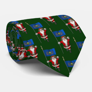 Gravata Papai Noel Com Bandeira Da Pensilvânia