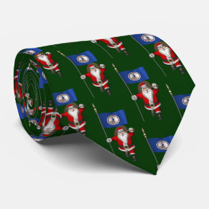 Gravata Papai Noel Com Bandeira Da Virgínia