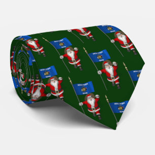 Gravata Papai Noel Com Bandeira De Wisconsin