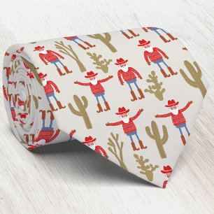 Gravata Papai Noel Cowboy Divertido Natal Western