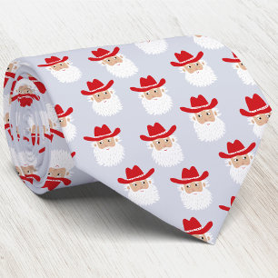 Gravata Papai Noel Cowboy Natal Ocidental Divertido Azul