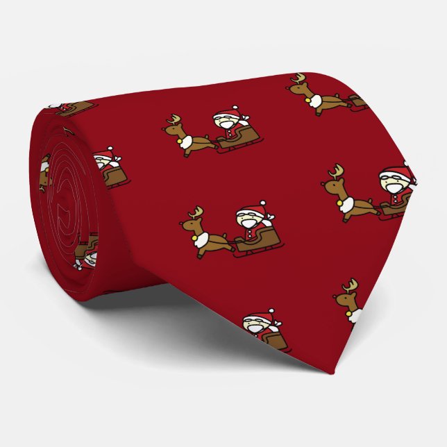 Gravata Papai Noel e renas (Rolled)