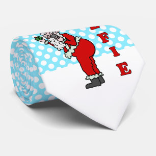 Gravata Papai noel engraçado Elfie do Natal