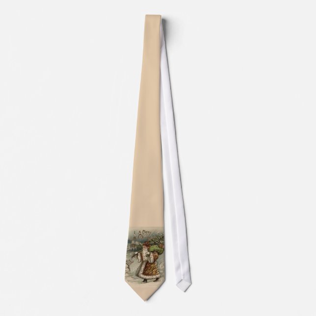 Gravata Papai Noel Vitoriano com Árvore de Natal (Frente)