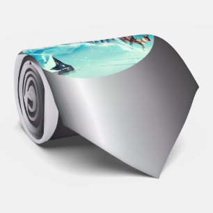 Gravata Papai Noel voando com Reindeer