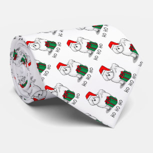 Gravata Papais noeis de Natal - Cachorro Bichon