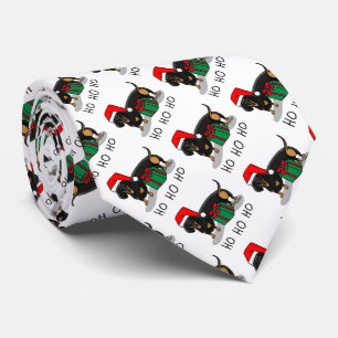 Gravata Papais noeis de Natal Dachshund (S preto e bronzea