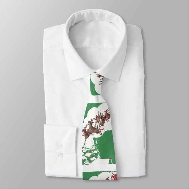 Gravata Papais noeis e Reindeer na véspera de Natal (Amarrado)