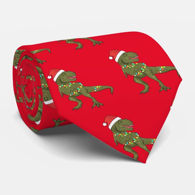 Gravata Papais noeis T-Rex Dinossaur Natal Tie (Rolled)