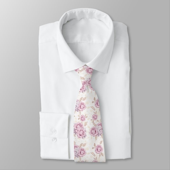 Gravata Papel de Embrulho com Padrão de Rosa de Luxo (Amarrado)