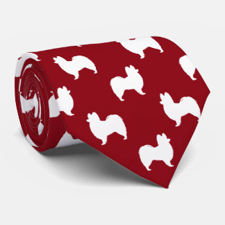Gravata Papillon Dog Silhouettes Padrão Vermelho e Branco