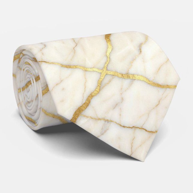Gravata para Casamento de Luxo & Evento | Mármore  (Rolled)