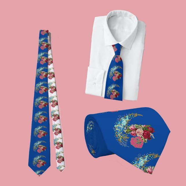 Gravata Para Ele, Namorados Rosa Russo Azul Escuro, Divers (For Him Dark Blue Rustic Rose Valentine Floral Fun Neck Tie)