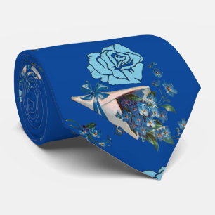 Gravata Para Ele, Rosa Namorados Azul Escuro