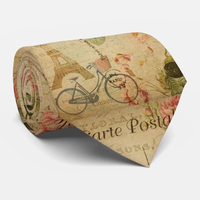 Gravata Parisiense Vintage Com Eiffel  (Rolled)