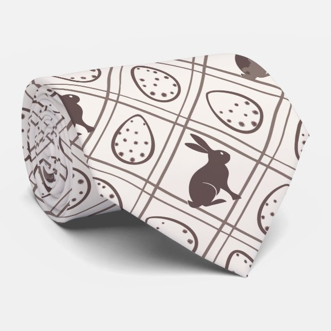 Gravata Páscoa Xadrez Marrom (Rolled)