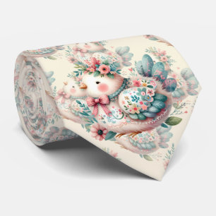 Gravata Pássaro Folclórico Floral com Charme Boho Pastel