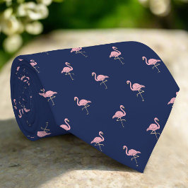 Gravata Pássaro Tropical Flamingo, Cor-de-rosa-Marinho-esc