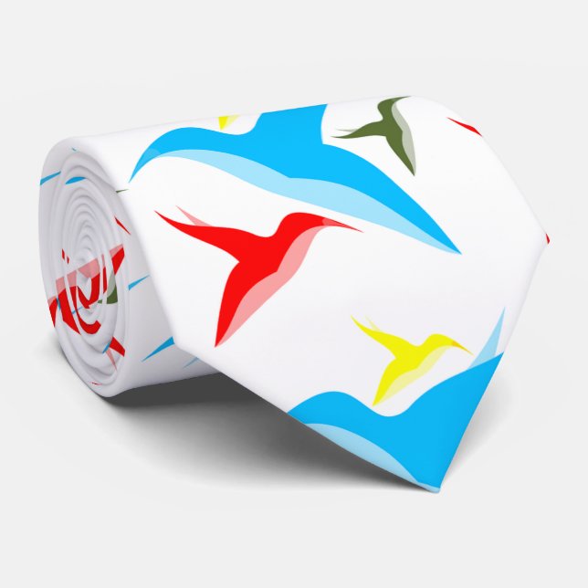 Gravata Pássaros coloridos sobre (Rolled)