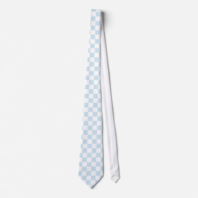 Gravata Pastel Blue e White Checkerboard (Frente)