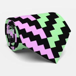 Gravata Pastel e Preto Geométrico Chevron