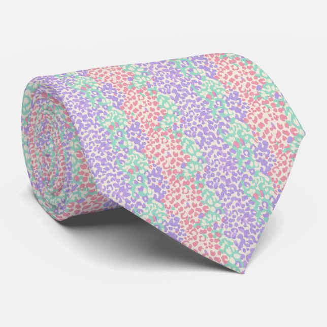 Gravata Pastel Leopard Animal Print Pattern (Rolled)