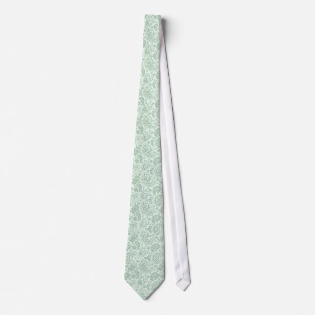 Gravata Pastel Mint-Green Vintage Paisley Pattern (Frente)