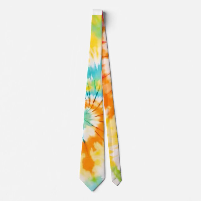Gravata Pastel Rainbow Tie Dye Spiral Pattern (Frente)