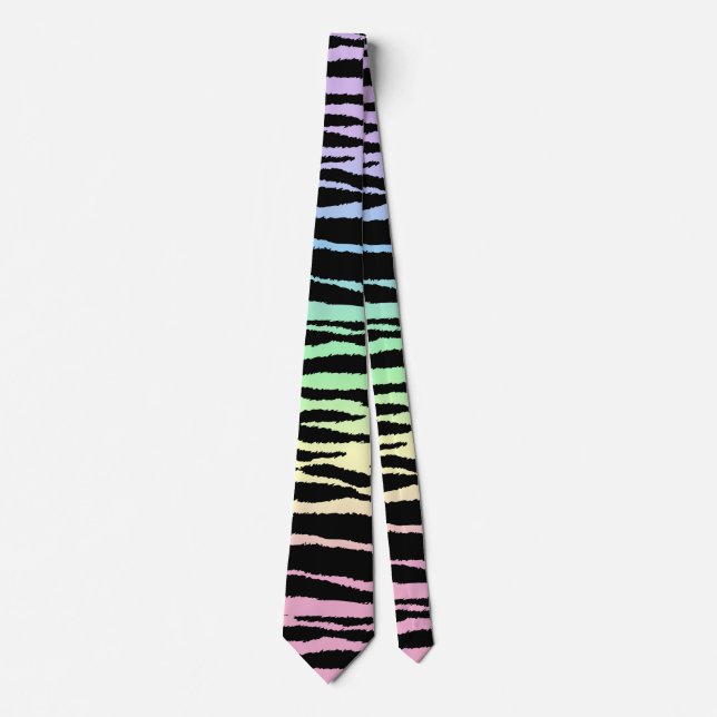 Gravata Pastel Rainbow 🦓 Zebra Stripes (Frente)