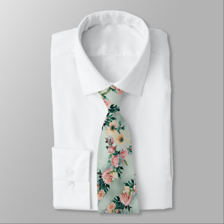 Gravata Pastel Sage Green Yellow Daisy Flowers Rosa Rosada