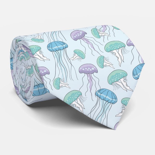 Gravata Pastel soft multicolor glowing jelly fish pattern (Rolled)