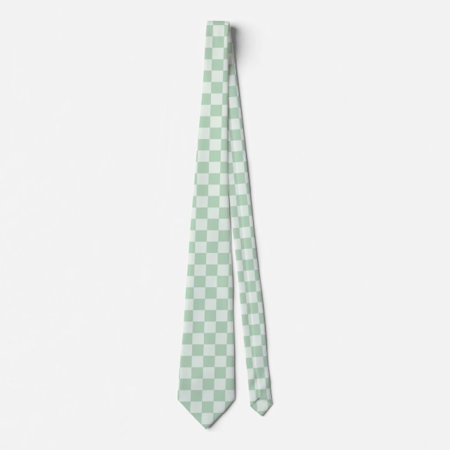 Gravata Pastel Verde Checkerboard (Frente)