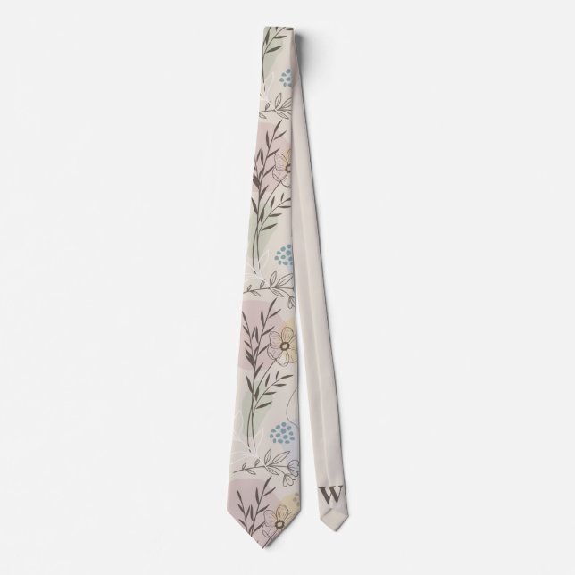 Gravata Pastel Wildflower Collage – Chic Floral Geometric  (Frente)