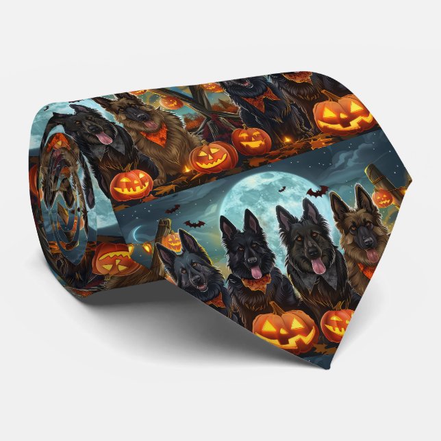 Gravata Pastor Belga Halloween Assustador (Rolled)