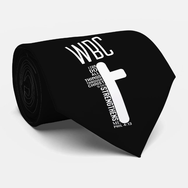 Gravata Pastor Inicials Church Name Philippians 4 13 (Rolled)