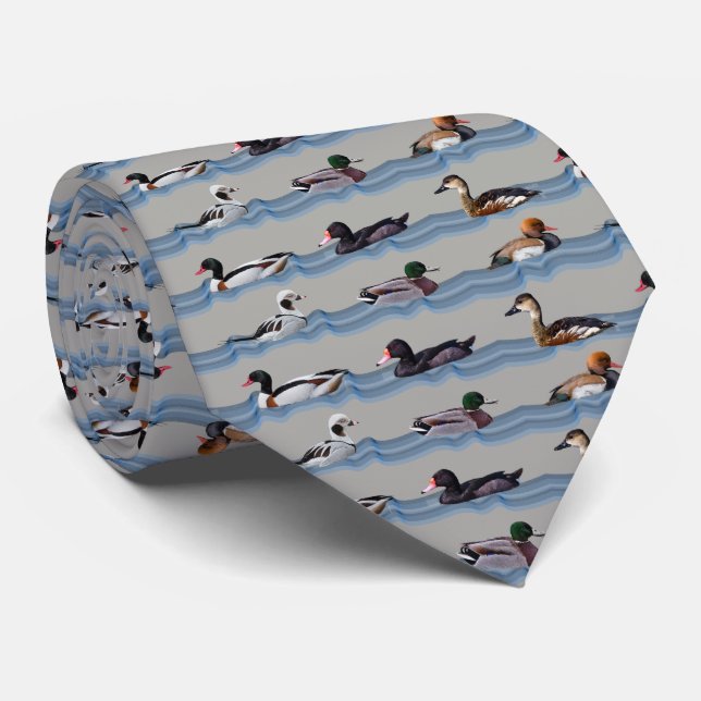 Gravata Patos Dandy Tie Impressão Dupla Face (Cinza) (Rolled)