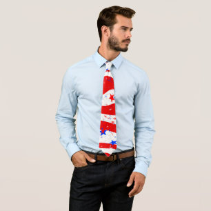 Gravata Patriotic Red White e Blue American Flag Men