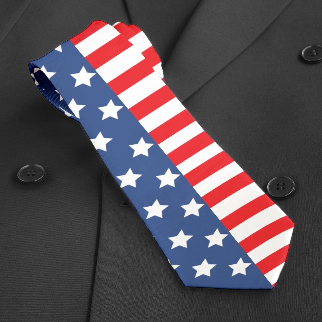 Gravata Patriótico Vermelho Branco e Azul Bandeira America (USA American flag tie)