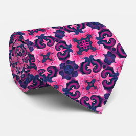 Gravata Patten marroquino rosa, amora, púrpura e azul escu