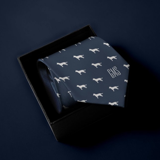 Gravata Patterno De Cachorros Siberianos Monogramados (Criador carregado)