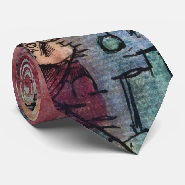 Gravata Paul Klee Abstract Art Cubism  (Rolled)