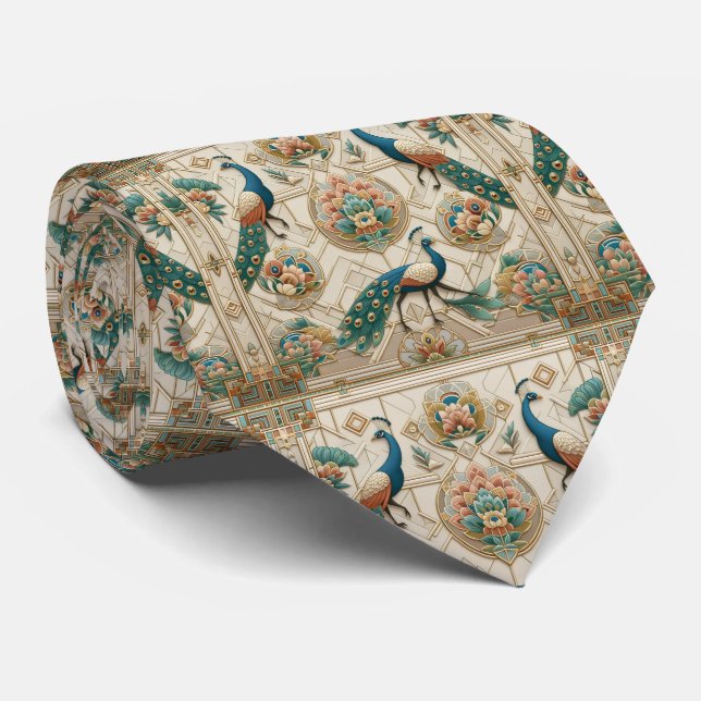 Gravata Pavões Art Déco Retro (Rolled)