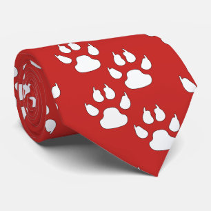 Gravata Paw Da Lei De Mascote Esportiva Branca Em Maroon
