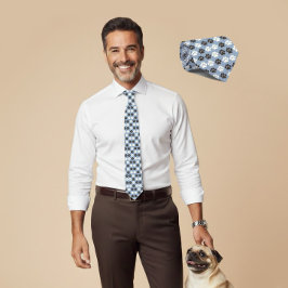 Gravata Paw Print Pattern Silver Blue